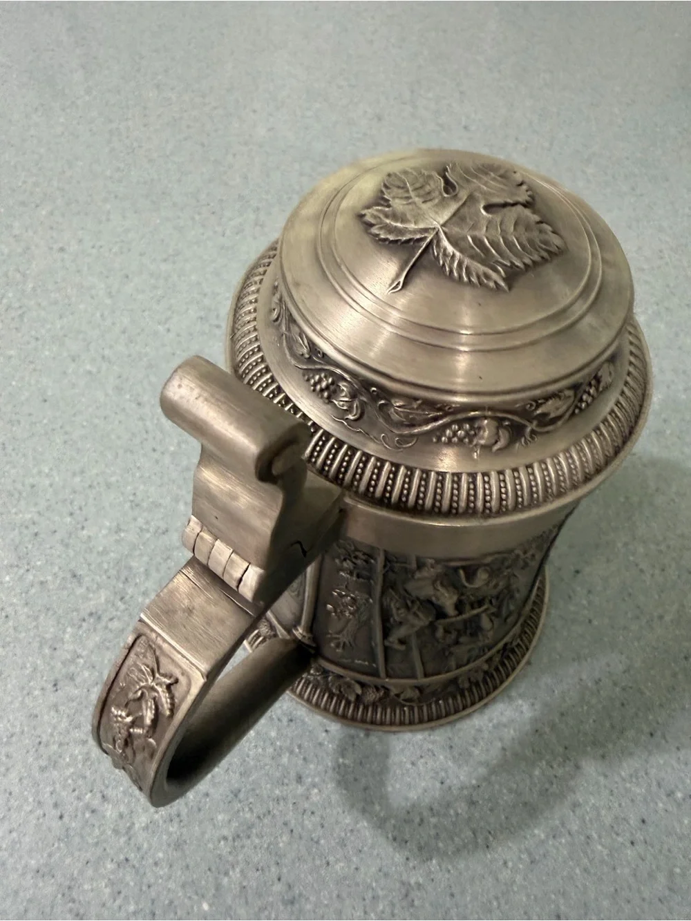 1970s Pewter Beer Stein from Germany ~ Authentic Vintage Lidded Drinking Mug